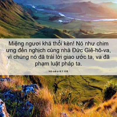 Picture 06 - Hô-sê-a 8:1 VIE - Miệng ngươi khá thổi kèn! Nó như chim - Bible Verse Picture