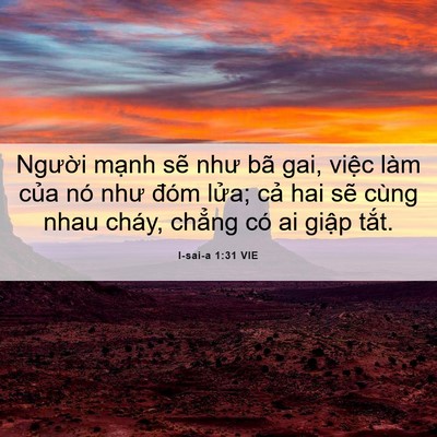 Picture 06 - I-sai-a 1:31 VIE - Người mạnh sẽ như bã gai, việc làm - Bible Verse Picture