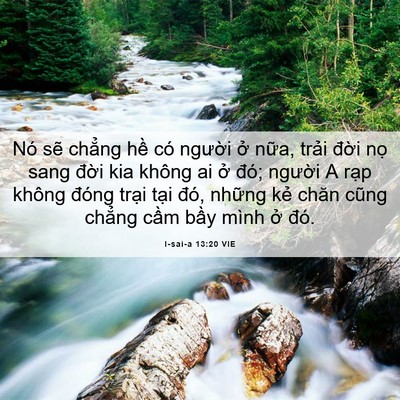 Picture 06 - I-sai-a 13:20 VIE - Nó sẽ chẳng hề có người ở nữa, - Bible Verse Picture