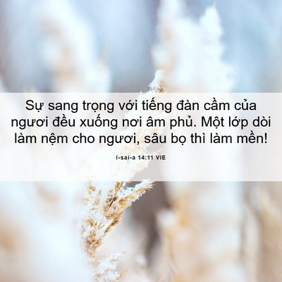 Picture 06 - I-sai-a 14:11 VIE - Sự sang trọng với tiếng đàn cầm của - Bible Verse Picture