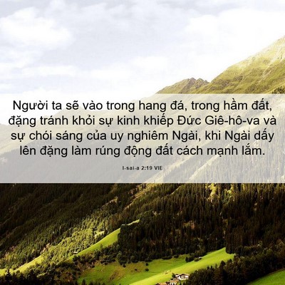 Picture 06 - I-sai-a 2:19 VIE - Người ta sẽ vào trong hang đá, trong - Bible Verse Picture