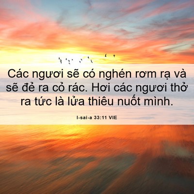 Picture 06 - I-sai-a 33:11 VIE - Các ngươi sẽ có nghén rơm rạ và sẽ - Bible Verse Picture