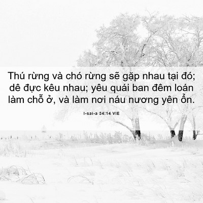 Picture 06 - I-sai-a 34:14 VIE - Thú rừng và chó rừng sẽ gặp nhau tại - Bible Verse Picture