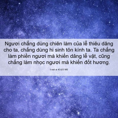 Picture 06 - I-sai-a 43:23 VIE - Ngươi chẳng dùng chiên làm của lễ - Bible Verse Picture