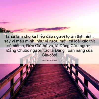 Picture 06 - I-sai-a 49:26 VIE - Ta sẽ làm cho kẻ hiếp đáp ngươi tự - Bible Verse Picture