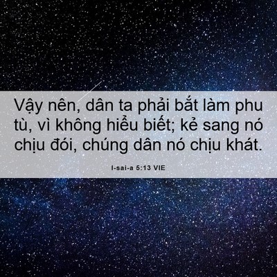 Picture 06 - I-sai-a 5:13 VIE - Vậy nên, dân ta phải bắt làm phu tù, - Bible Verse Picture