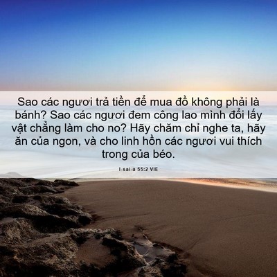Picture 06 - I-sai-a 55:2 VIE - Sao các ngươi trả tiền để mua đồ - Bible Verse Picture