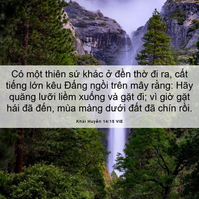 Picture 06 - Khải Huyền 14:15 VIE - Có một thiên sứ khác ở đền thờ đi - Bible Verse Picture