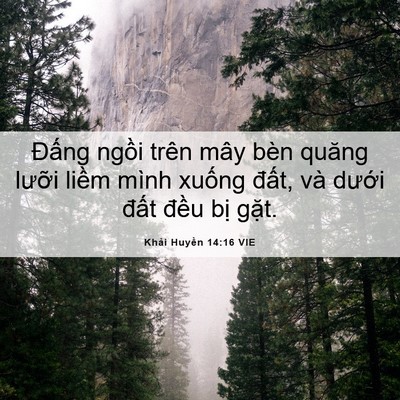 Picture 06 - Khải Huyền 14:16 VIE - Đấng ngồi trên mây bèn quăng lưỡi - Bible Verse Picture