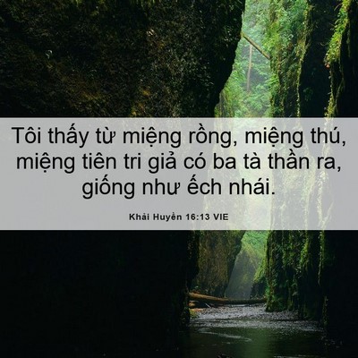 Picture 06 - Khải Huyền 16:13 VIE - Tôi thấy từ miệng rồng, miệng thú, - Bible Verse Picture