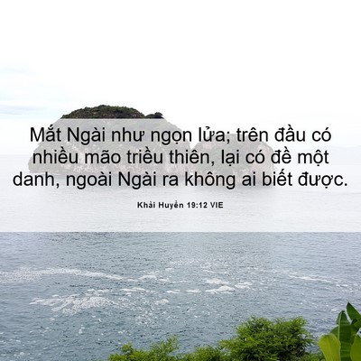 Picture 06 - Khải Huyền 19:12 VIE - Mắt Ngài như ngọn lửa; trên đầu có - Bible Verse Picture