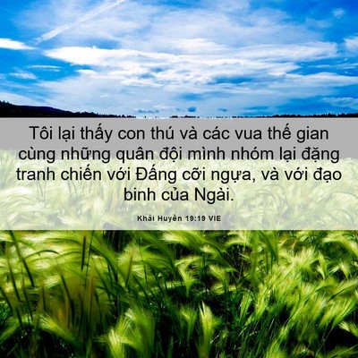 Picture 06 - Khải Huyền 19:19 VIE - Tôi lại thấy con thú và các vua thế - Bible Verse Picture