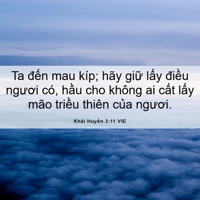 Picture 06 - Khải Huyền 3:11 VIE - Ta đến mau kíp; hãy giữ lấy điều - Bible Verse Picture
