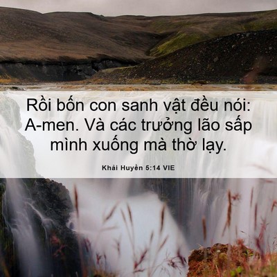 Picture 06 - Khải Huyền 5:14 VIE - Rồi bốn con sanh vật đều nói: A-men. - Bible Verse Picture