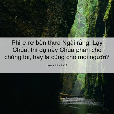 Picture 06 - Lu-ca 12:41 VIE - Phi-e-rơ bèn thưa Ngài rằng: Lạy Chúa, - Bible Verse Picture