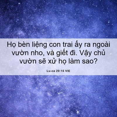 Picture 06 - Lu-ca 20:15 VIE - Họ bèn liệng con trai ấy ra ngoài vườn - Bible Verse Picture