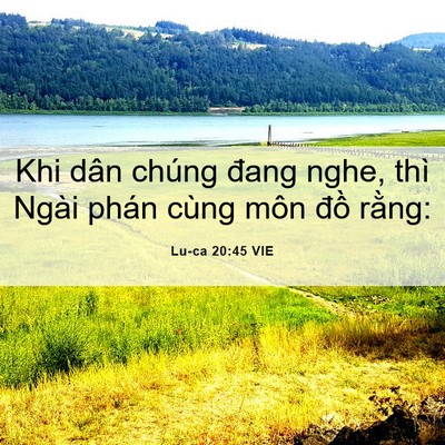 Picture 06 - Lu-ca 20:45 VIE - Khi dân chúng đang nghe, thì Ngài phán - Bible Verse Picture