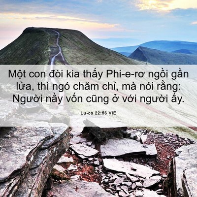 Picture 06 - Lu-ca 22:56 VIE - Một con đòi kia thấy Phi-e-rơ ngồi gần - Bible Verse Picture