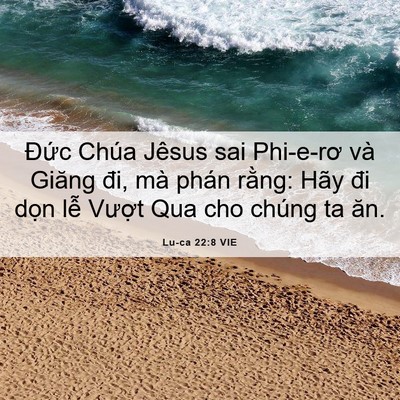 Picture 06 - Lu-ca 22:8 VIE - Đức Chúa Jêsus sai Phi-e-rơ và Giăng đi, - Bible Verse Picture