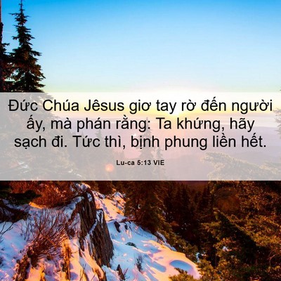 Picture 06 - Lu-ca 5:13 VIE - Đức Chúa Jêsus giơ tay rờ đến người - Bible Verse Picture
