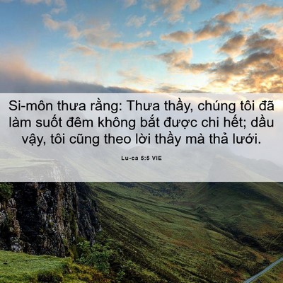 Picture 06 - Lu-ca 5:5 VIE - Si-môn thưa rằng: Thưa thầy, chúng tôi - Bible Verse Picture