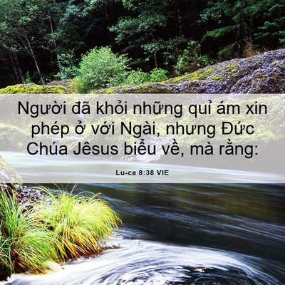 Picture 06 - Lu-ca 8:38 VIE - Người đã khỏi những quỉ ám xin phép - Bible Verse Picture