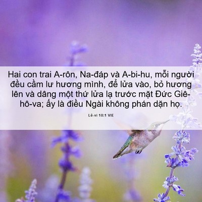 Picture 06 - Lê-vi 10:1 VIE - Hai con trai A-rôn, Na-đáp và A-bi-hu, mỗi - Bible Verse Picture