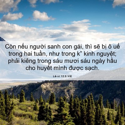 Picture 06 - Lê-vi 12:5 VIE - Còn nếu người sanh con gái, thì sẽ bị - Bible Verse Picture