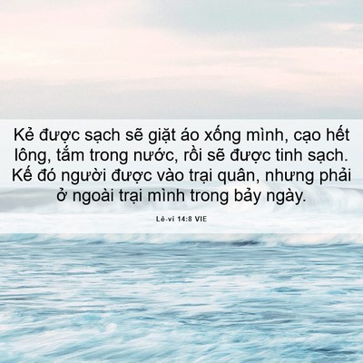 Picture 06 - Lê-vi 14:8 VIE - Kẻ được sạch sẽ giặt áo xống - Bible Verse Picture
