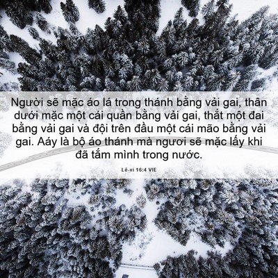 Picture 06 - Lê-vi 16:4 VIE - Người sẽ mặc áo lá trong thánh bằng - Bible Verse Picture