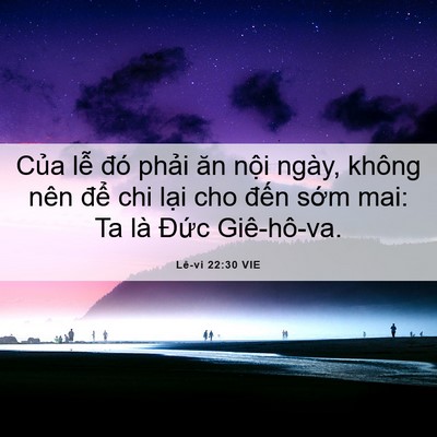 Picture 06 - Lê-vi 22:30 VIE - Của lễ đó phải ăn nội ngày, không - Bible Verse Picture
