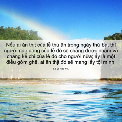 Picture 06 - Lê-vi 7:18 VIE - Nếu ai ăn thịt của lễ thù ân trong - Bible Verse Picture