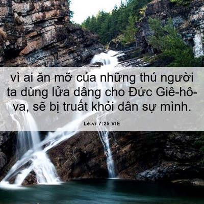 Picture 06 - Lê-vi 7:25 VIE - vì ai ăn mỡ của những thú người ta - Bible Verse Picture