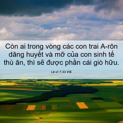 Picture 06 - Lê-vi 7:33 VIE - Còn ai trong vòng các con trai A-rôn dâng - Bible Verse Picture