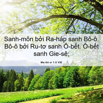 Picture 06 - Ma-thi-ơ 1:5 VIE - Sanh-môn bởi Ra-háp sanh Bô-ô. Bô-ô bởi - Bible Verse Picture