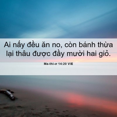 Picture 06 - Ma-thi-ơ 14:20 VIE - Ai nấy đều ăn no, còn bánh thừa lại - Bible Verse Picture