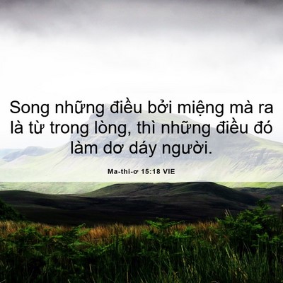Picture 06 - Ma-thi-ơ 15:18 VIE - Song những điều bởi miệng mà ra là - Bible Verse Picture
