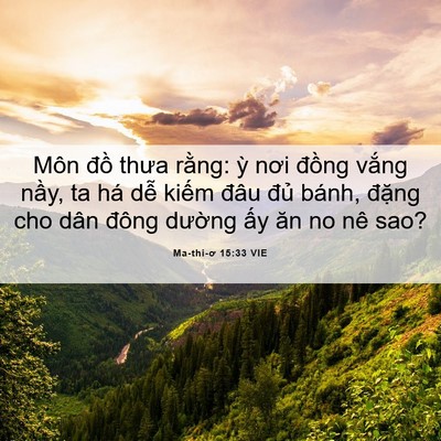 Picture 06 - Ma-thi-ơ 15:33 VIE - Môn đồ thưa rằng: ỳ nơi đồng vắng - Bible Verse Picture