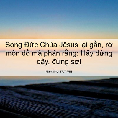 Picture 06 - Ma-thi-ơ 17:7 VIE - Song Đức Chúa Jêsus lại gần, rờ môn - Bible Verse Picture