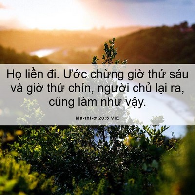 Picture 06 - Ma-thi-ơ 20:5 VIE - Họ liền đi. Ước chừng giờ thứ sáu - Bible Verse Picture