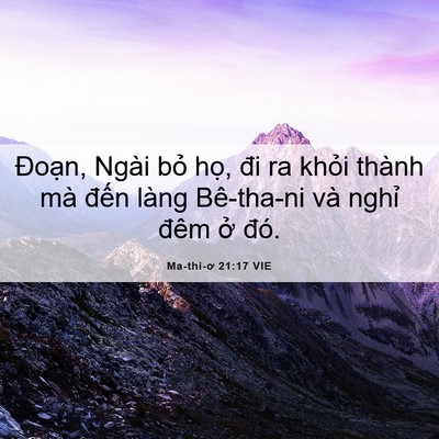 Picture 06 - Ma-thi-ơ 21:17 VIE - Đoạn, Ngài bỏ họ, đi ra khỏi thành - Bible Verse Picture