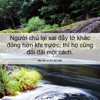 Picture 06 - Ma-thi-ơ 21:36 VIE - Người chủ lại sai đầy tớ khác đông - Bible Verse Picture