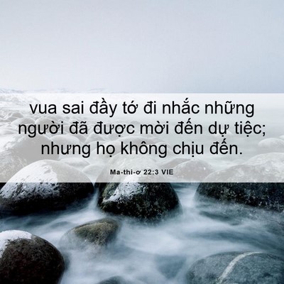 Picture 06 - Ma-thi-ơ 22:3 VIE - vua sai đầy tớ đi nhắc những người - Bible Verse Picture