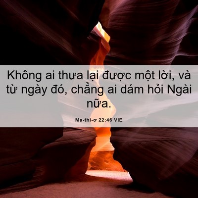 Picture 06 - Ma-thi-ơ 22:46 VIE - Không ai thưa lại được một lời, và - Bible Verse Picture