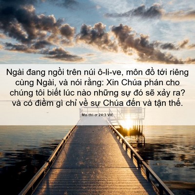 Picture 06 - Ma-thi-ơ 24:3 VIE - Ngài đang ngồi trên núi ô-li-ve, môn - Bible Verse Picture