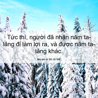 Picture 06 - Ma-thi-ơ 25:16 VIE - Tức thì, người đã nhận năm ta-lâng - Bible Verse Picture