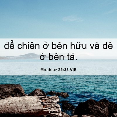 Picture 06 - Ma-thi-ơ 25:33 VIE - để chiên ở bên hữu và dê ở bên - Bible Verse Picture