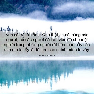 Picture 06 - Ma-thi-ơ 25:40 VIE - Vua sẽ trả lời rằng: Quả thật, ta - Bible Verse Picture
