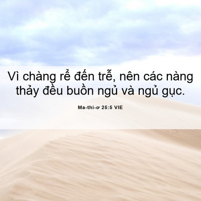 Picture 06 - Ma-thi-ơ 25:5 VIE - Vì chàng rể đến trễ, nên các nàng - Bible Verse Picture