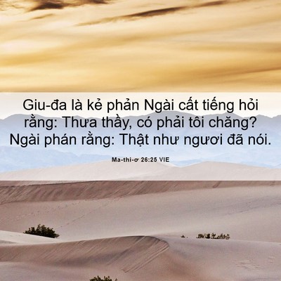 Picture 06 - Ma-thi-ơ 26:25 VIE - Giu-đa là kẻ phản Ngài cất tiếng hỏi - Bible Verse Picture